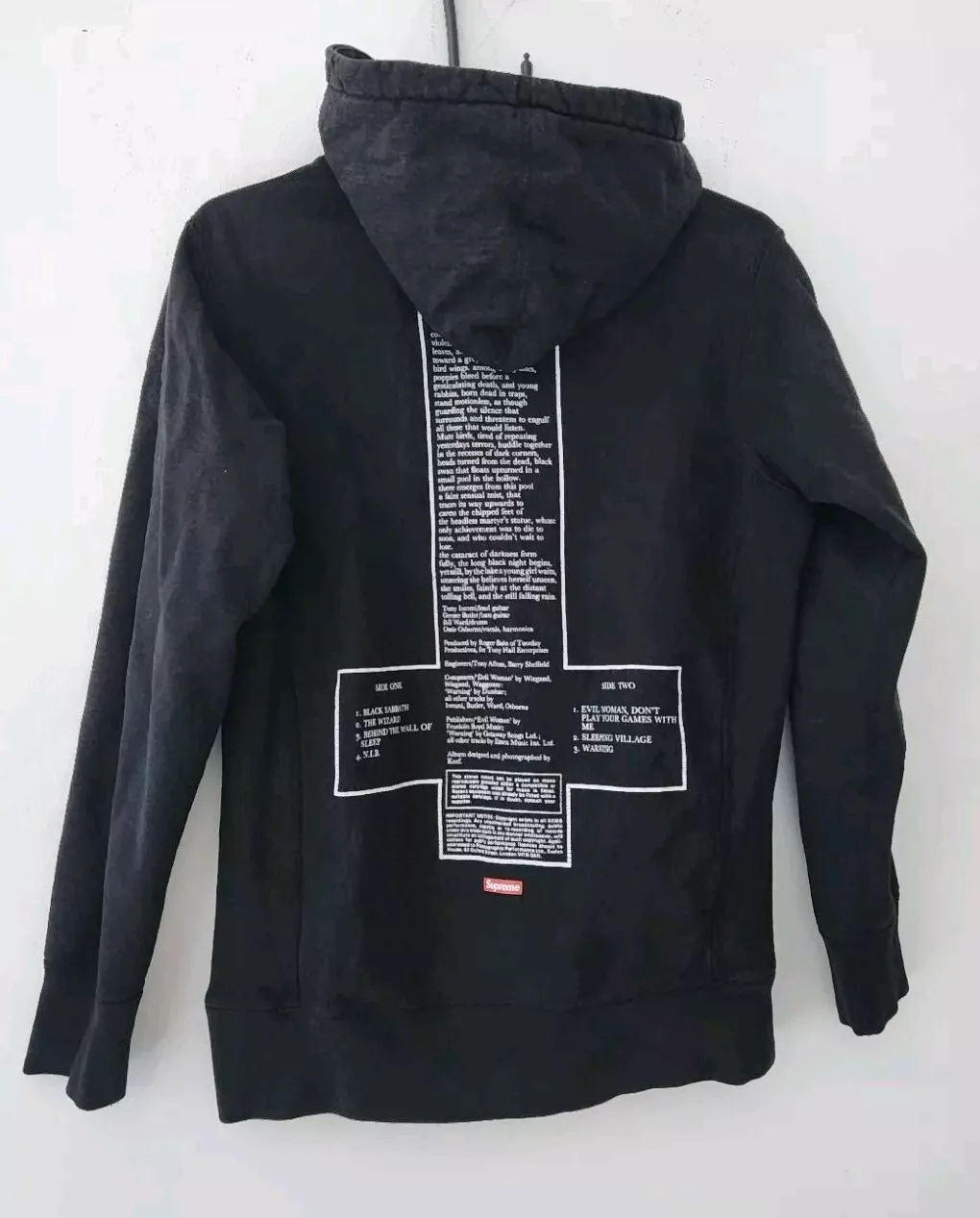 Sweat à capuche noir SS16 Supreme x Noir Sabbath taille S Small hoodie