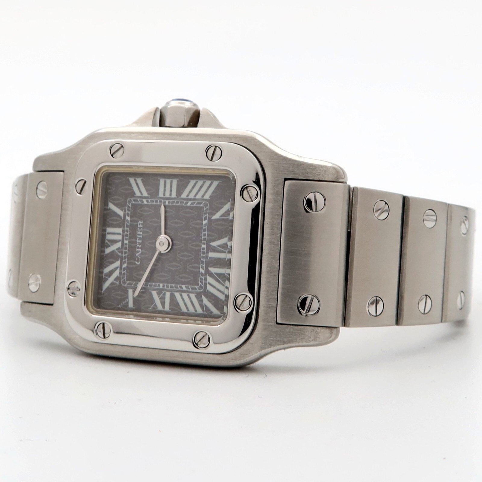 Cartier Santos Ladies Quartz Watch Stainless Steel Grey Logo Dial Ref 1565-image
