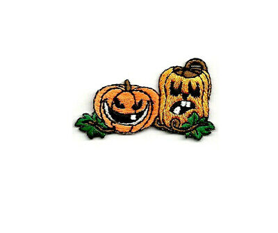 Halloween Pumpkin Jack-O-Lantern Shimmery Embroidered Iron On Patch