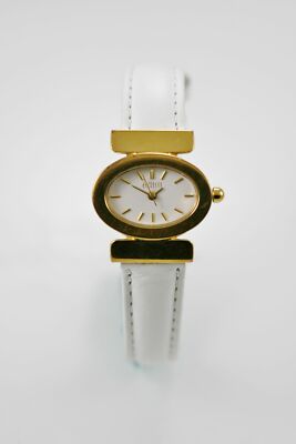 Ecclissi Damenuhr Edelstahl Gold Lederarmband Weiß Wasserdicht Quarz 2010-Now