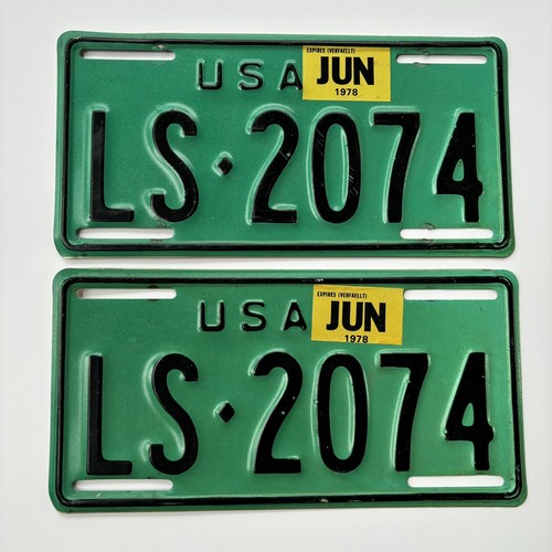 VTG 1978 USA Forces in Germany License Plate Pair # LS 2074 American German Tags