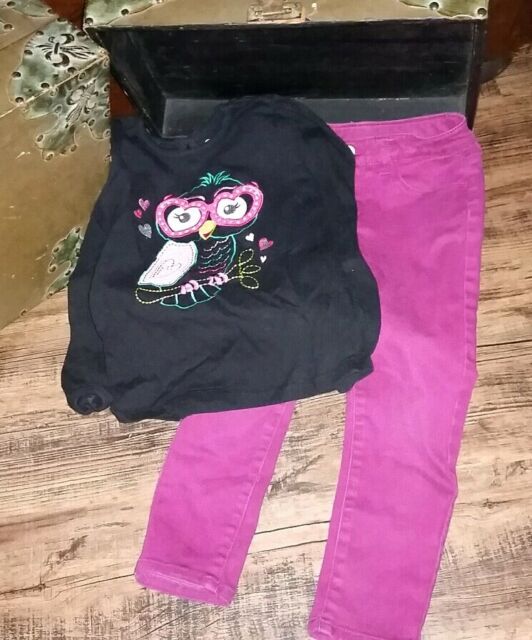 Garanimals Black Owl Shirt Long Sleeve Okie Dokie Pink Pants Size 5 5T Lot *