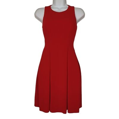 ANN TAYLOR LOFT Dark Red Sleeveless A Line Fit & Flare Dress Small | eBay