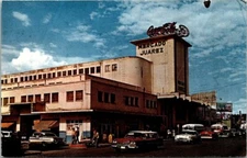 MERCADO JUAREZ Juárez Mexico Coca-Cola sign 1950s cars postcard