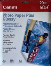 Canon Photo Paper Plus Glossy 8.5" x 11" Premium 20 Sheets For Inkjet Printer