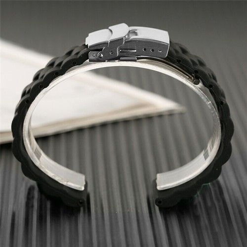 Schwarz 20/22 mm Gummi Silikon Band Armband Uhrenarmband Outdoor Sport Armreif - Bild 10 von 12