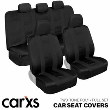 Solid Black Full Set Car Seat Covers Front Rear Bench For Auto Truck Suv Solid Black Full Set Car Seat Covers Front Rear Bench For Auto Truck Suv