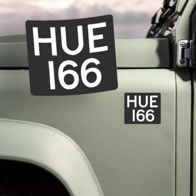 Landrover Defender HUE 166 Fender Sticker Label Badge