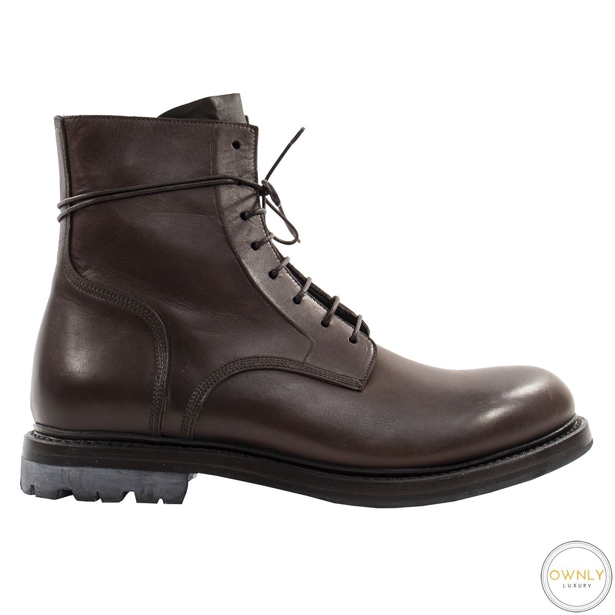 NIB Franceschetti Brown Leather Handmade In Italy Combat  display picture 2
