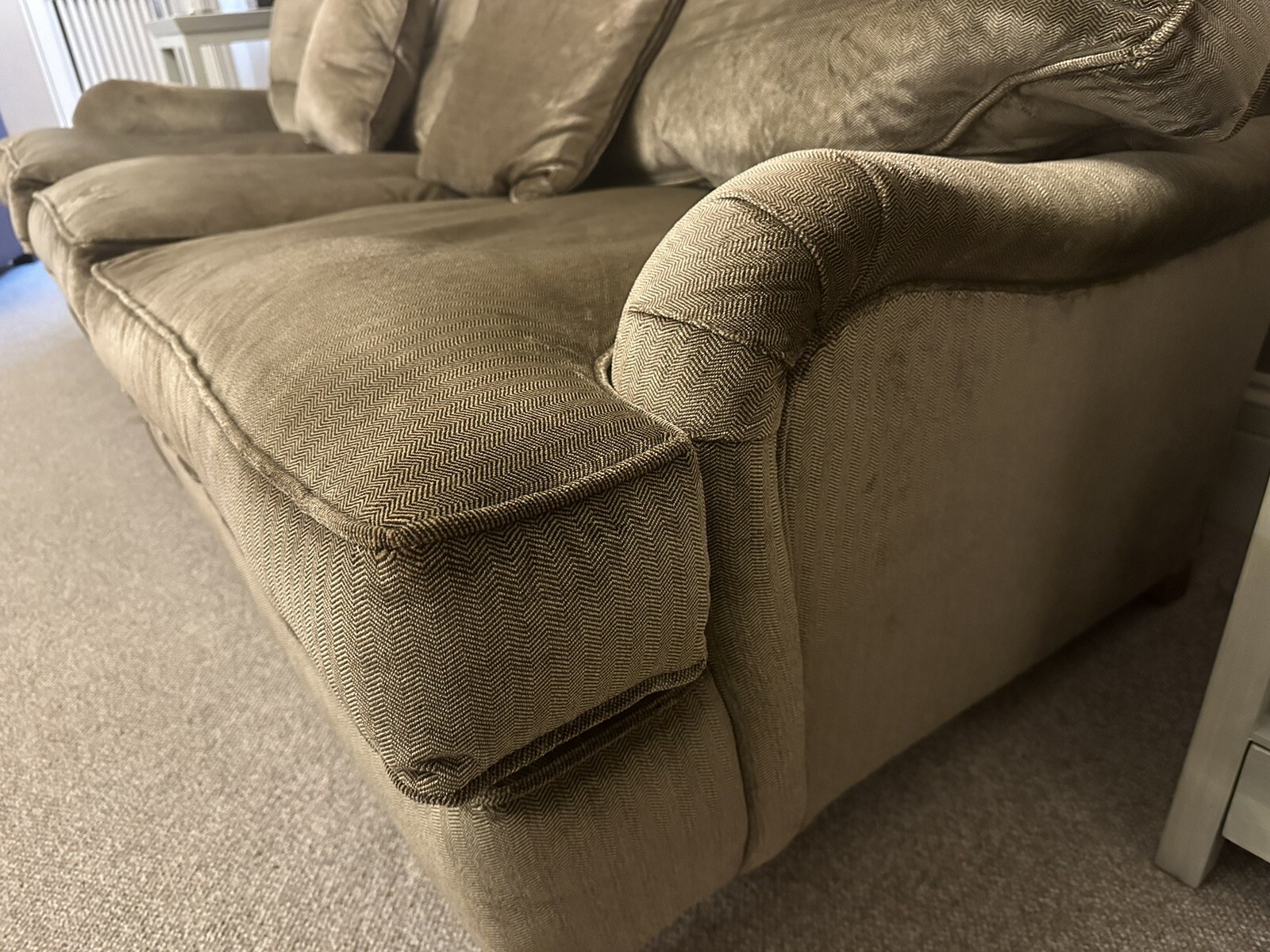 Duresta Large Sofa With Scatter Cushions, Brown/green Herringbone