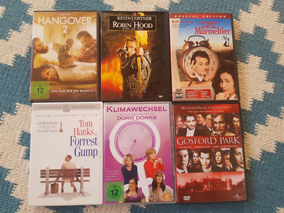 6 DVD Gosford Park, Murmeltier,Robin Hood, Hangover2, Forrest Gump,Klimawechsel