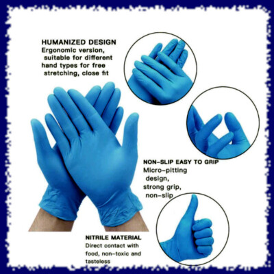 100 4mil INDIGO or BLUE Nitrile Medical Disposable Exam Gloves Latex Powder Free