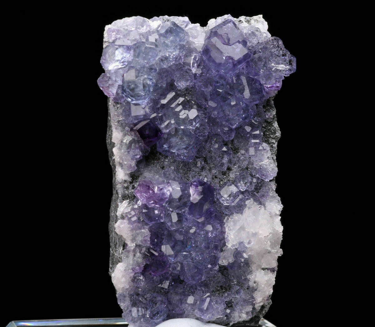 Natural Transparent purple Blue Cube Fluorite Crysal Cluster