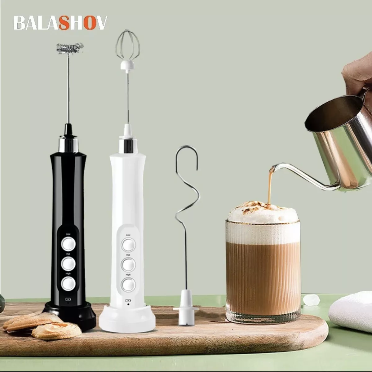 Mini Mixer Set Cordless Personal Small Hand Held Blender 5 Piece Coffee  Baking