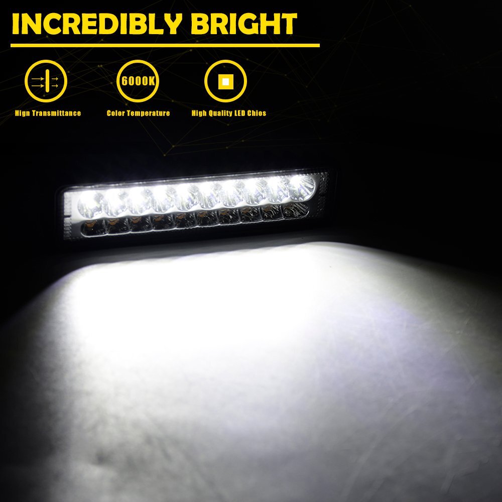 2-Pack 6-Inch Slim LED Work Light Bars - Flood/Spot Beam For Cars, SUVs, Trucks & Off-Road
