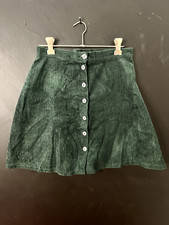 Vintage Australian 1960s Green Corduroy Mini Skirt Button Down Front AU 6 XS