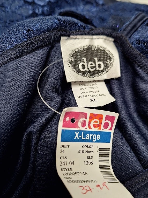 DEB VESTIDO DE CÓCTEL FORMAL AZUL MARINO BRILLANTE GRADUACIÓN TALLA "XL" Foto 4 de 4