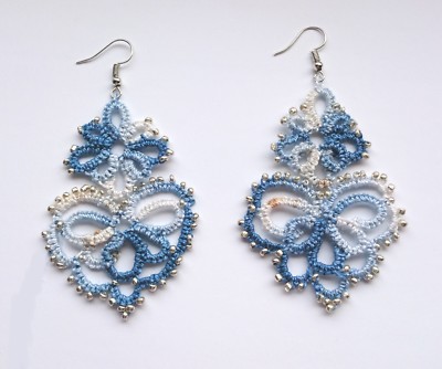 Boucles d'orelles en dentelle frvolté Bleu Royal, boucles d'orelles Boucles d'orelles en dentelle frvolté Bleu Royal, boucles d'orelles
