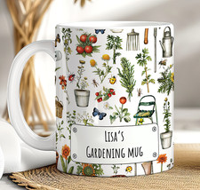 Personalised Gardening Mug, gift for gardener, friend, mum, vintage style gift