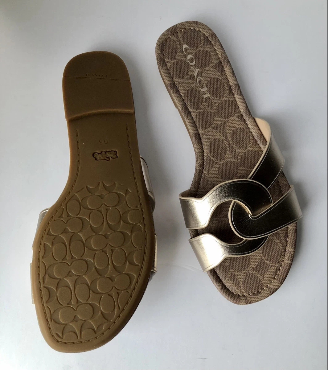 COACH Essie Leather Sandals Color Gold Champagne Size US 9.5 B