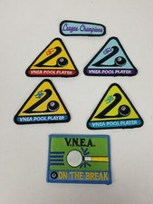 Lot Of 6 VNEA Pool League Patches Mixed Year On The Break League Champions