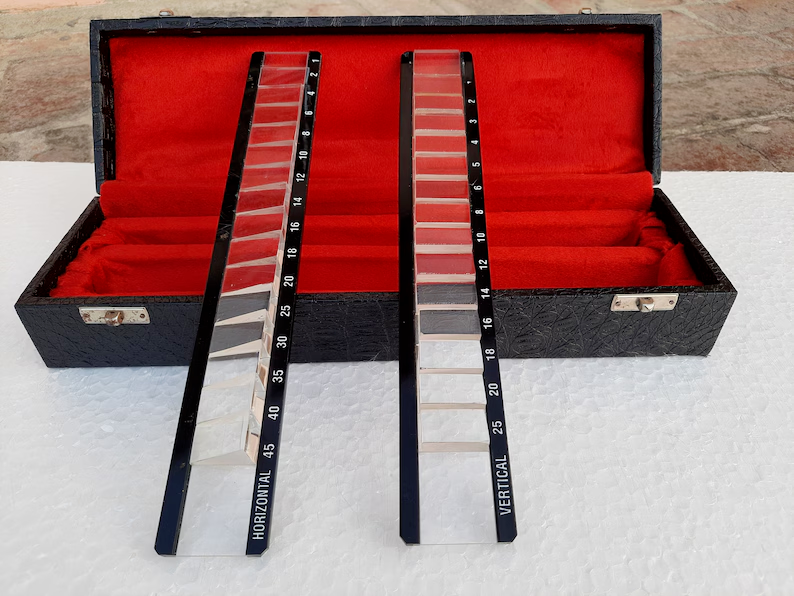 Ophthalmic Optical Prism Bar Set, Horizontal (16) and Vertical (15