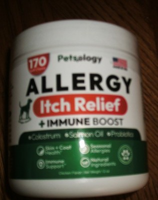USA Made Dog Allergy Itch Relief 170 Soft Chews 03/27 Expiry Colostrum Salmon Oi