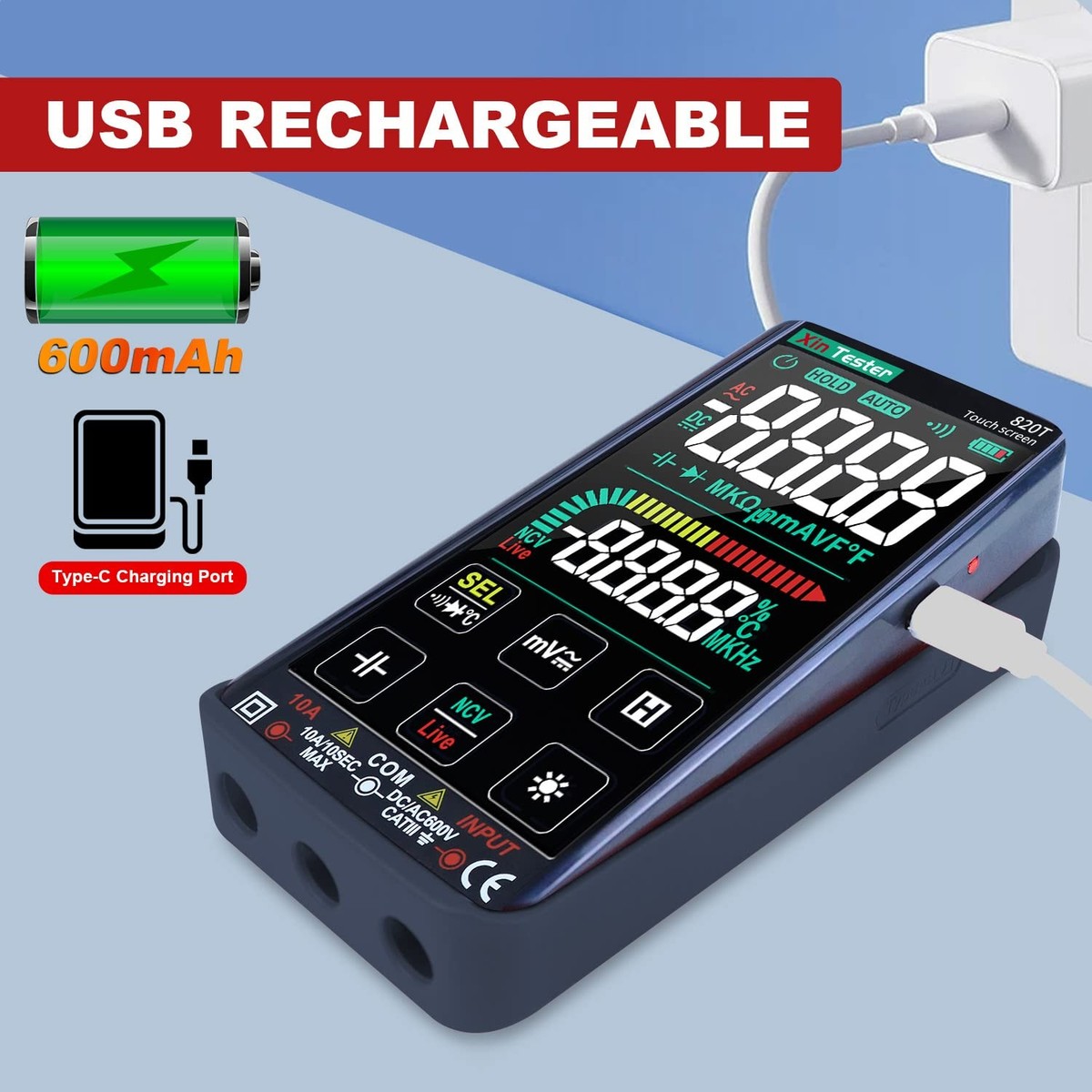 Digital Multimeter Smart Touch Screen Auto-Ranging 9999 Counts