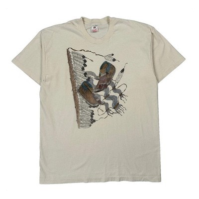 90S Navajo Fruit Of The Loom Indianer Grafik T-Shirt - 2XL Creme Baumwolle