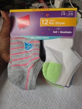 Hanes Girls No Show 12 Pack Socks