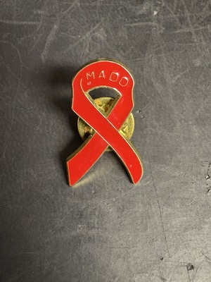 MADD Red Awareness Ribbon Lapel Pin Mother's Against Drunk Driving