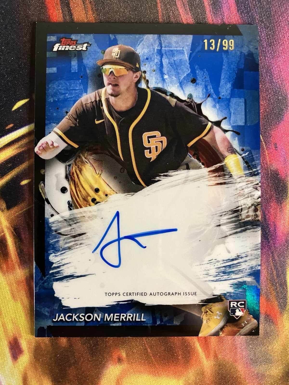 2024 Topps Finest Jackson Merrill RC Auto Blue Refractor /99 MLB Rising⭐️🔥🔥⬆️