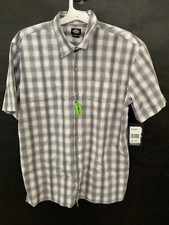 PICK SIZE - Dickies P420013 Mens WHITE/ LIGHT GRAY Woven Plaid Poplin T-Shirt