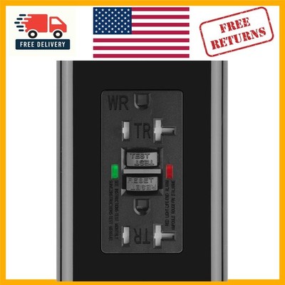 Black 20 Amp GFCI Outlet - Self-Testing & Weather Resistant for Safety Assurance