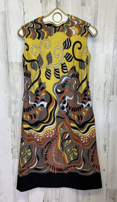 Vintage 60s 70s SACONY Psychedelic MOD Go-Go Graphic Op Art Dress