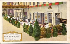 New York City Postcard "THE SIDEWALK CAFE - Fifth Avenue Hotel" Kropp Linen 1949