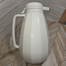 Service Ideas 1 Liter Thermal Double-Wall Carafe Coffee Tea Hot Water Off-White