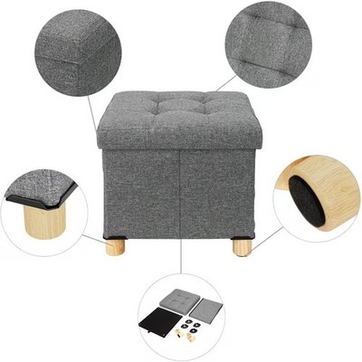 Klappbarer Stauraum Hocker Sitz Ottomane Fußhocker Pouffe gepolstert Würfel Box Fußhocker