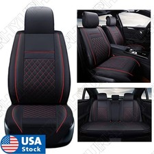Black Red Two Front Seat Covers Rear Seat Covers Pu Leather For Most Modle