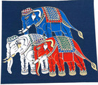 Thai Art Silk Paintings Handmade Multi-Color Poster Wall Blue Home Decor 12"X12"