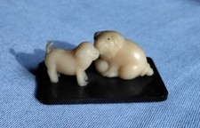 Vintage Miniature Celluloid Dog Figurines on 1.5" Black Base
