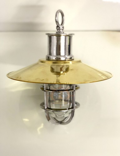 Nautical Style Hanging Aluminum Décor Ship Lights with Brass Shade – Set of 10 - Picture 9 of 12