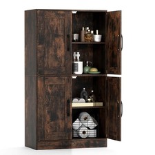 Bathroom Cabinet w/Doors  Adjustable Shelves Storage Organizer for Living Room