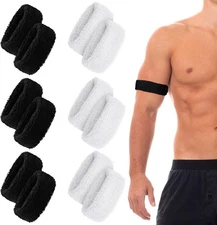 Lewtemi 12 Pieces Bicep Band for Football Arm Sweat Bands Black, White