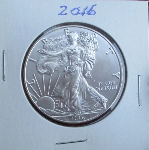 2016 - 1 Oz Silver Eagle One Dollar Coin Uncirculated in Cardboard Flip Case
