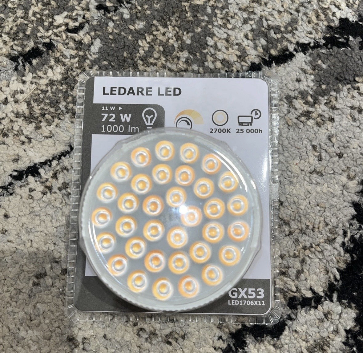 IKEA LEDARE LED Gx53 1000 Lumen 11w 2700 Kelvin Dimmable Light