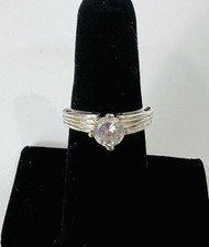 Sterling Silver Ring With Clear Stone Size 6