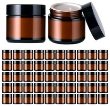 2 oz Glass Jars With Lids,24 Pack Amber Glass Jars With whit Inner Liners G...
