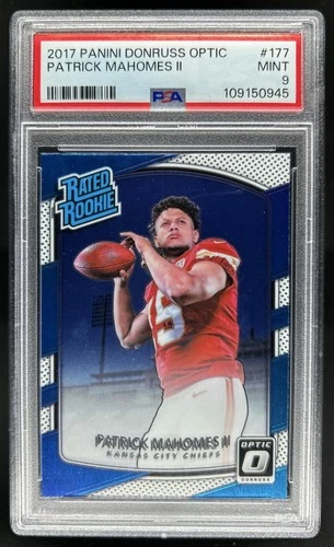 2017 Panini Donruss Optic Patrick Mahomes II RC Rated Rookie #177 Chiefs PSA 9