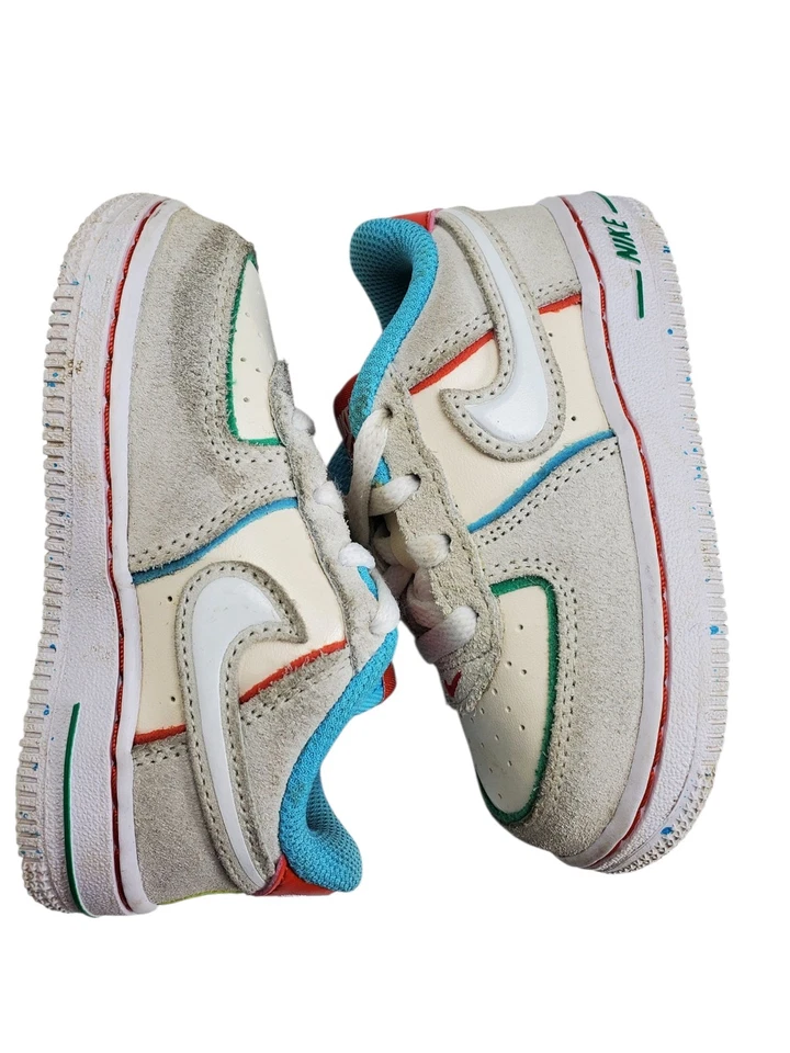 Nike Air Force 1 LV8 Niño Pequeño Talla 7C Marfil Pálido Blanco Picante Rojo FQ8352-110 AF1 Foto 3 de 4
